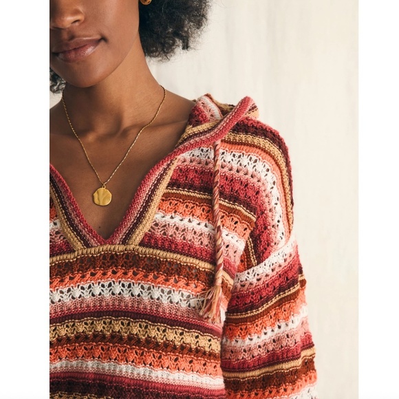 Faherty Beach Bonfire Crochet Hoodie - Picture 3 of 7